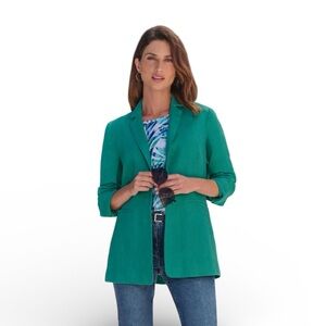 PURE Collection Longline Linen Blazer Jade size 16